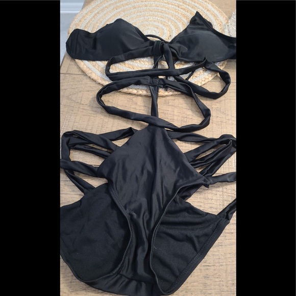 Cut Out Bathing Suit Black One Piece Swimwear Chea - Picture 6 of 8